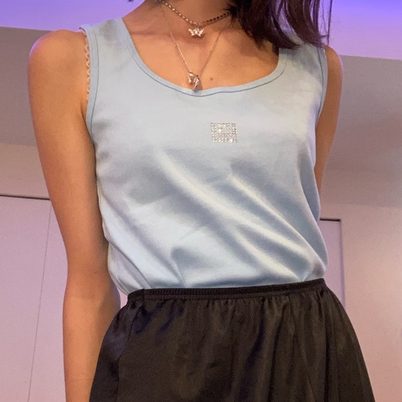 GUY LAROCHE DESIGNER BRAND BABY BLUE Y2K TANK TOP - Picture 2 of 4